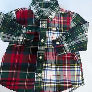 Ralph Lauren Baby Red and Green Flannel Plaid Button-Down Shirt 6 Months